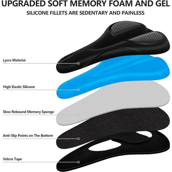 Gel bike seat cushion soft padded cover for peloton exercise road mountain bikes - Picture 4 of 7